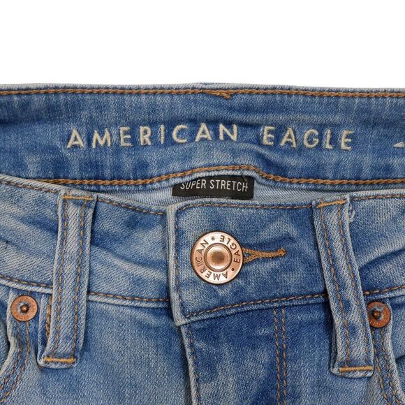 American Eagle Skinny Jeans 2 Womens Light Medium Blue Stretch Measures 26x29.5 - Picture 3 of 11